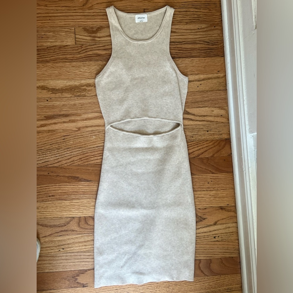 Cream mid length cut out dress